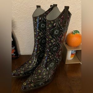 Journey Rain Boots Fun Rubber Rodeo Western Women’s Cowgirl Boots Size 8